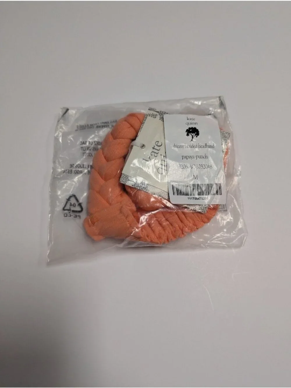 Kate Quinn Skinny Braided Headband Papaya Punch Medium Orange